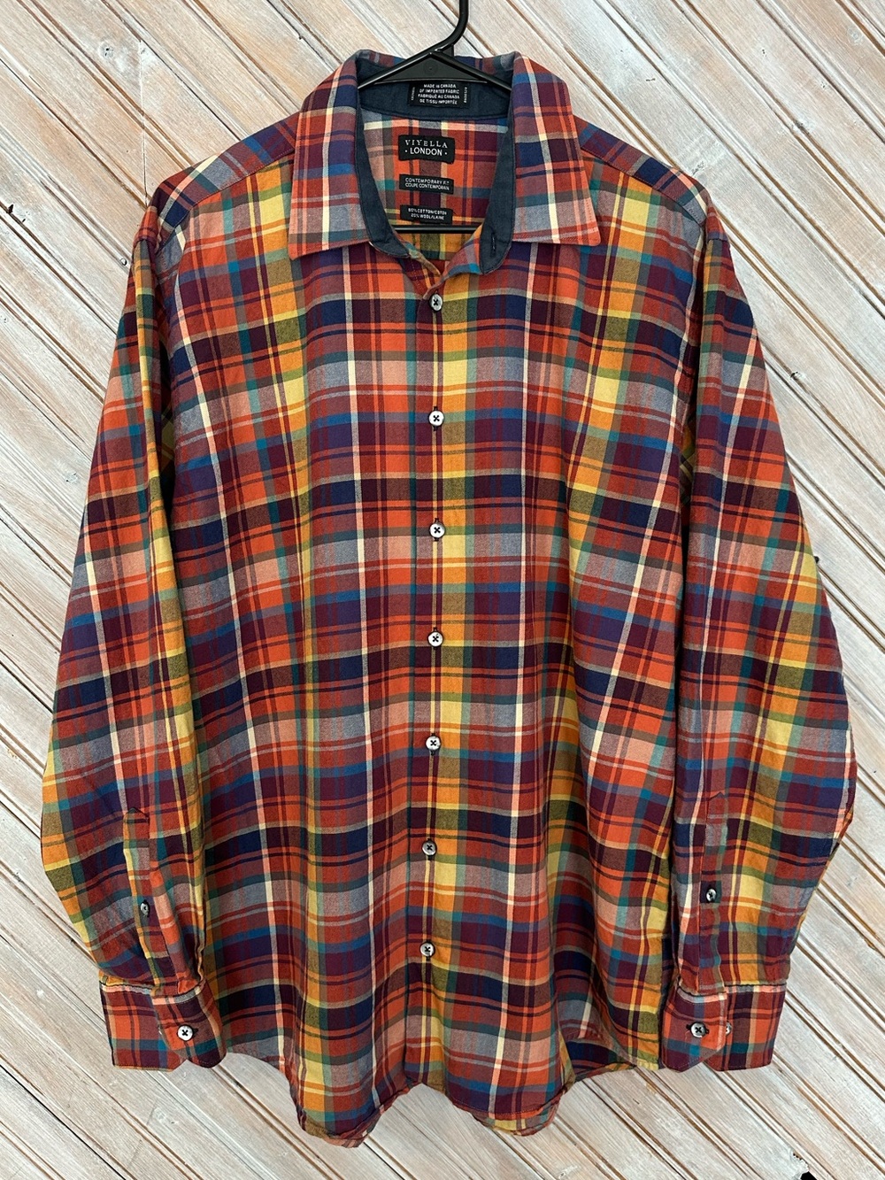 Viyella London Men’s Plaid Button-Down Shirt Colourful Bright Contemporary Fit